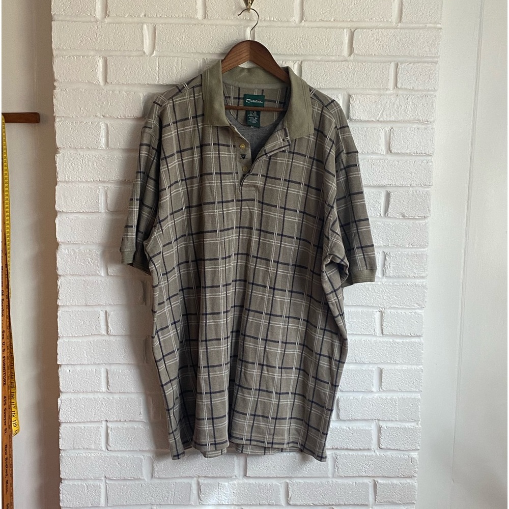 Vintage men’s Catalina polo shirt xl plaid preppy golf classic cotton tall EUC